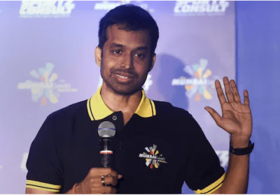 Pullela Gopichand waves to the crowd as he fields questions at a press conference. Gopichand 'appalled' at badminton's omission at 2026 CWG