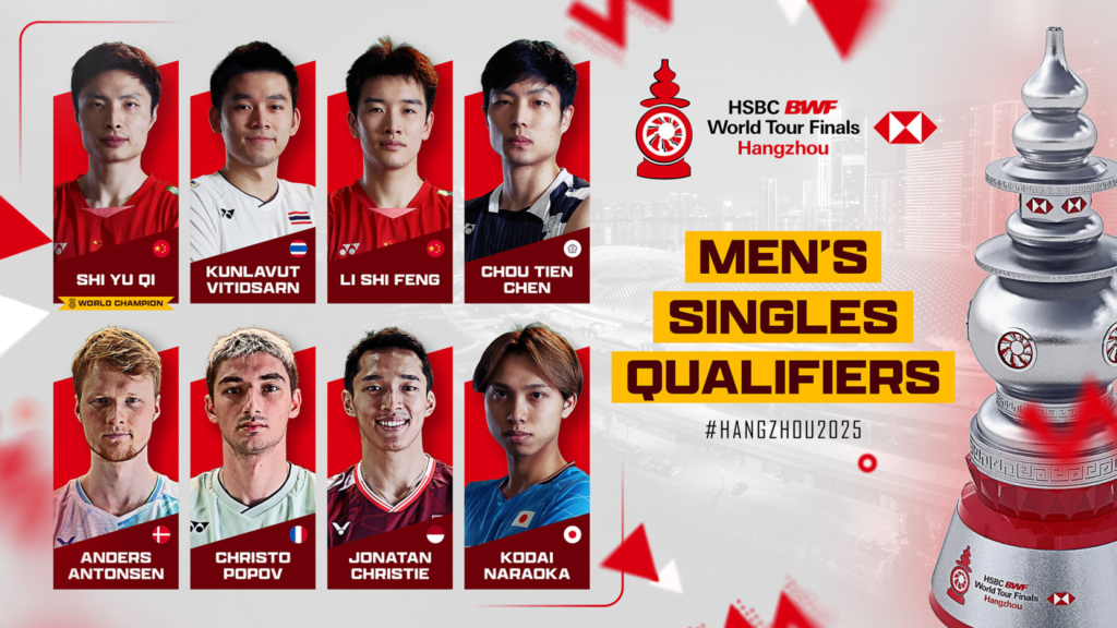 The BWF World Tour Finals 2025 will see Thailand's Kunlavut Vitidsarn (second from upper left) to vie for his first men's singles title.